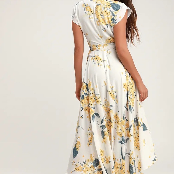 Lulus French Countryside White and Yellow Floral Print High-Low Dress - Picture 3 of 7